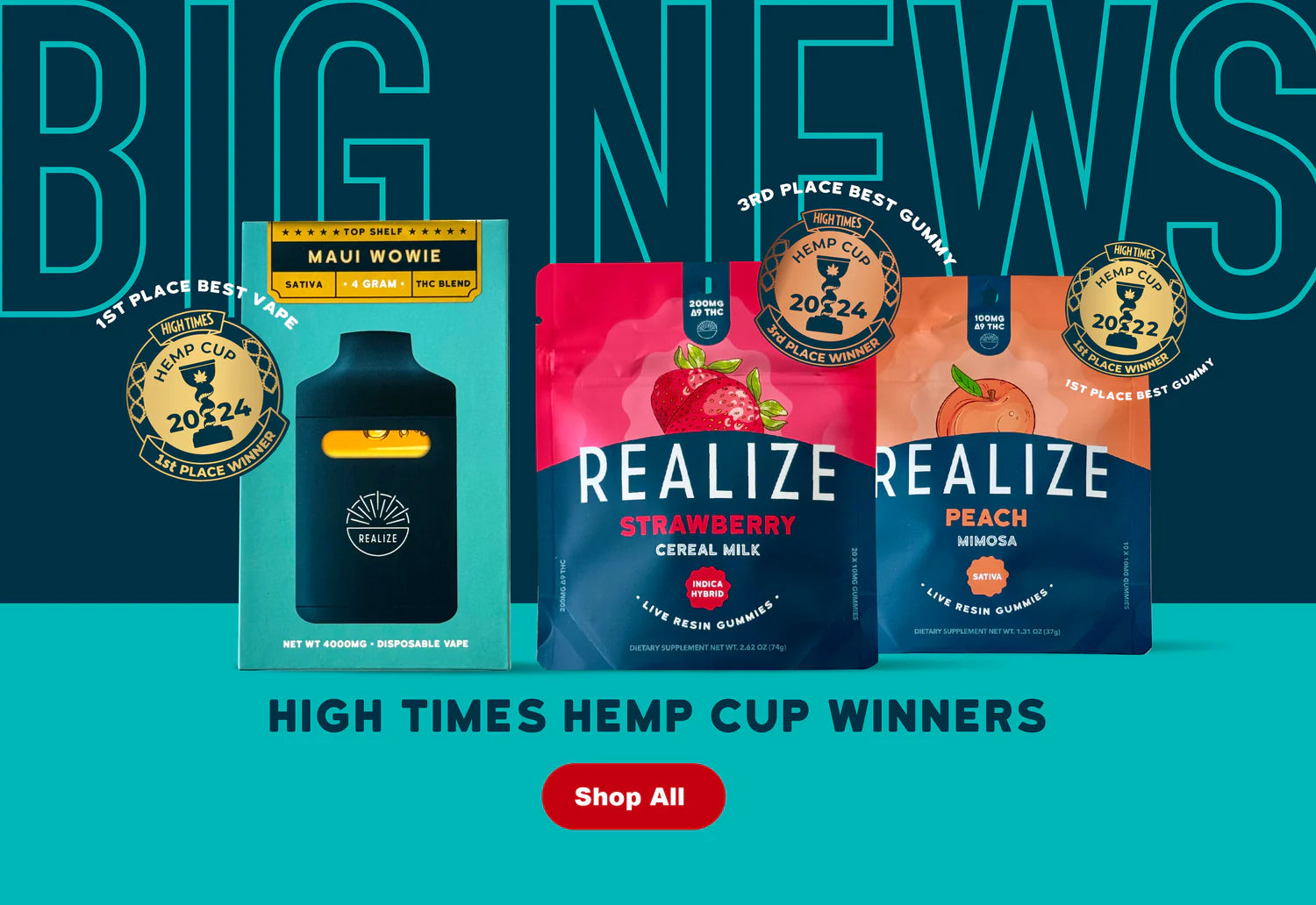 Hemp THC, CBD, CBN, Flower, Gummies, Vapes | Realize Hemp