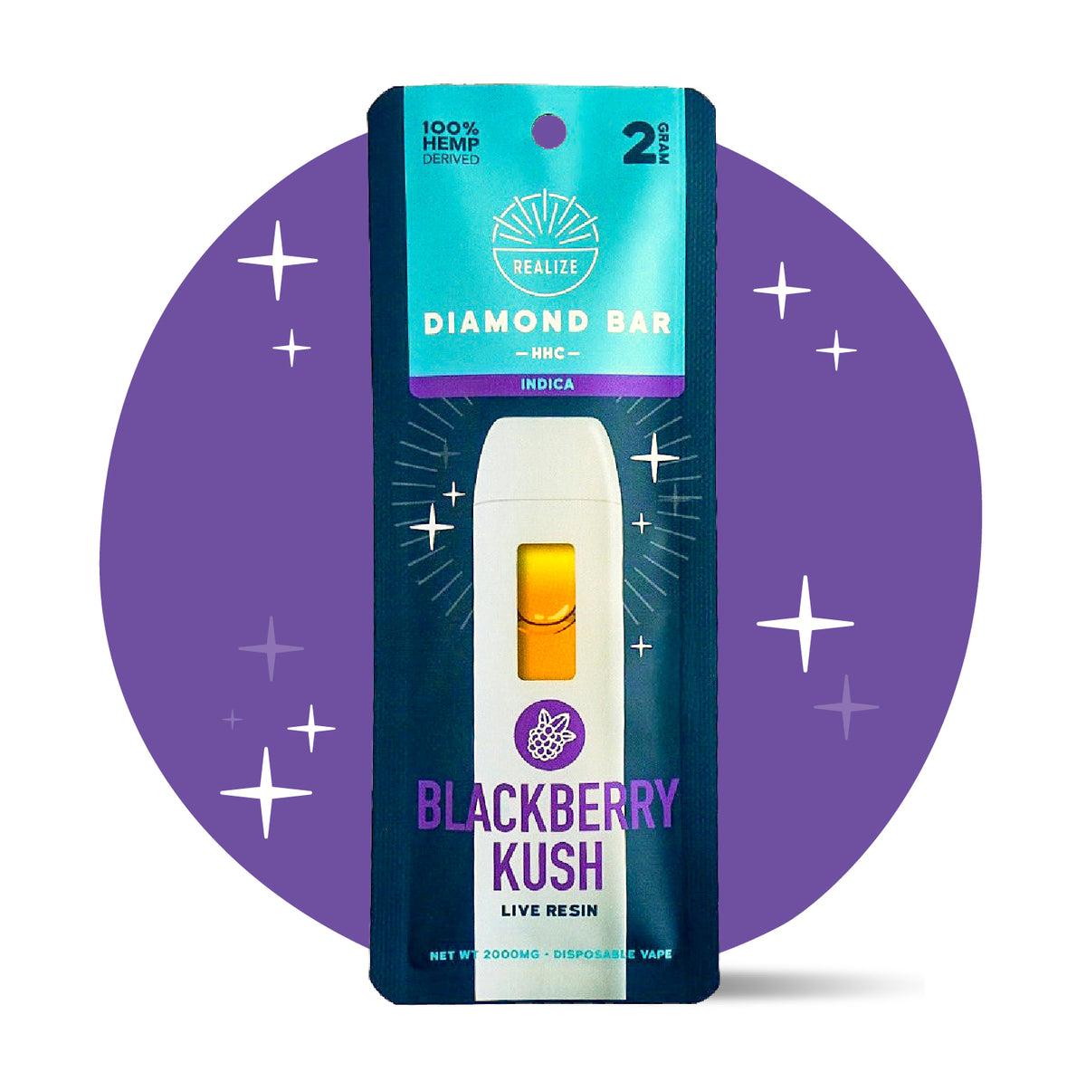 Realize HHC Diamond Bar, Blackberry Kush - Disposable Vape Realize HHC Diamond Bar, Blackberry Kush - Disposable Vape