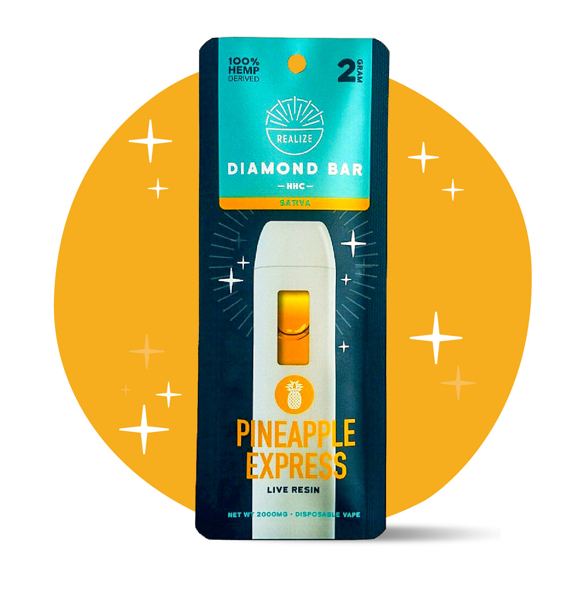 Realize HHC Diamond Bar, Pineapple Disposable Vape | Realize Realize HHC Diamond Bar, Pineapple Disposable Vape | Realize