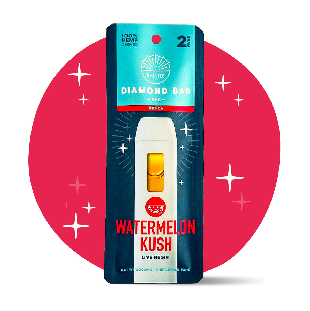Realize HHC Diamond Bar, Watermelon Kush - Disposable Vape Realize HHC Diamond Bar, Watermelon Kush - Disposable Vape