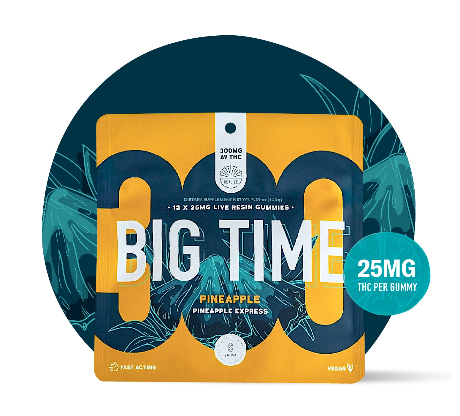 Wholesale - Realize BIG TIME Gummies, Pineapple - Pineapple Express