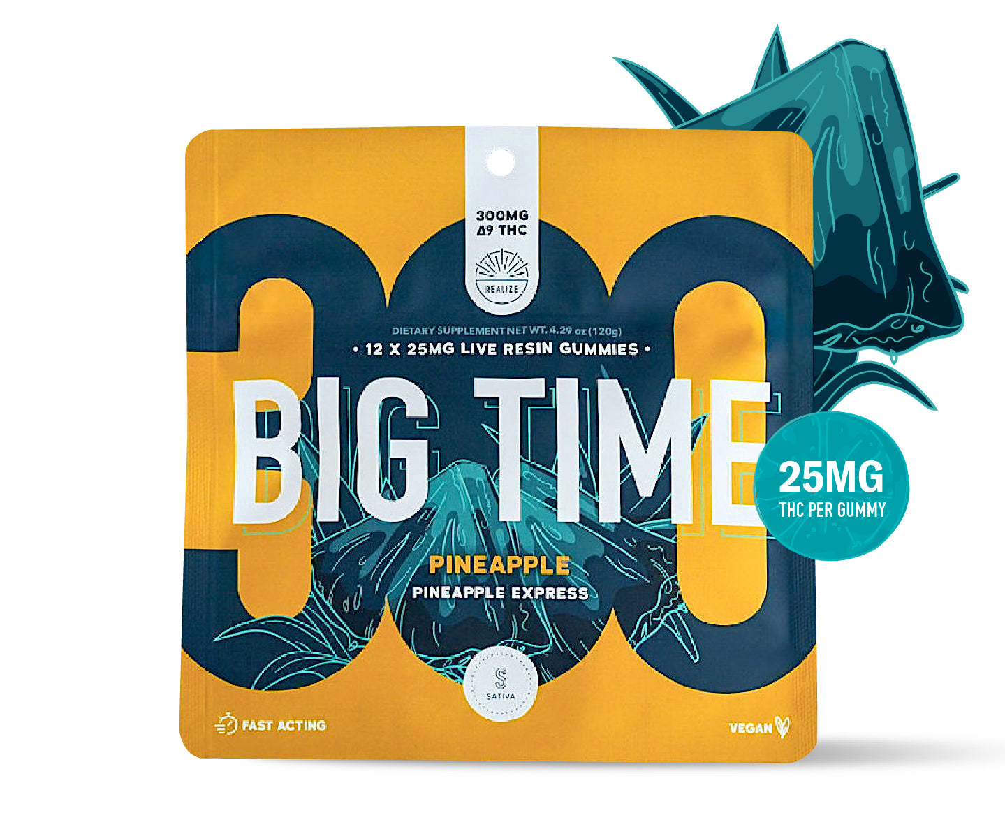 Wholesale - Realize BIG TIME Gummies, Pineapple - Pineapple Express