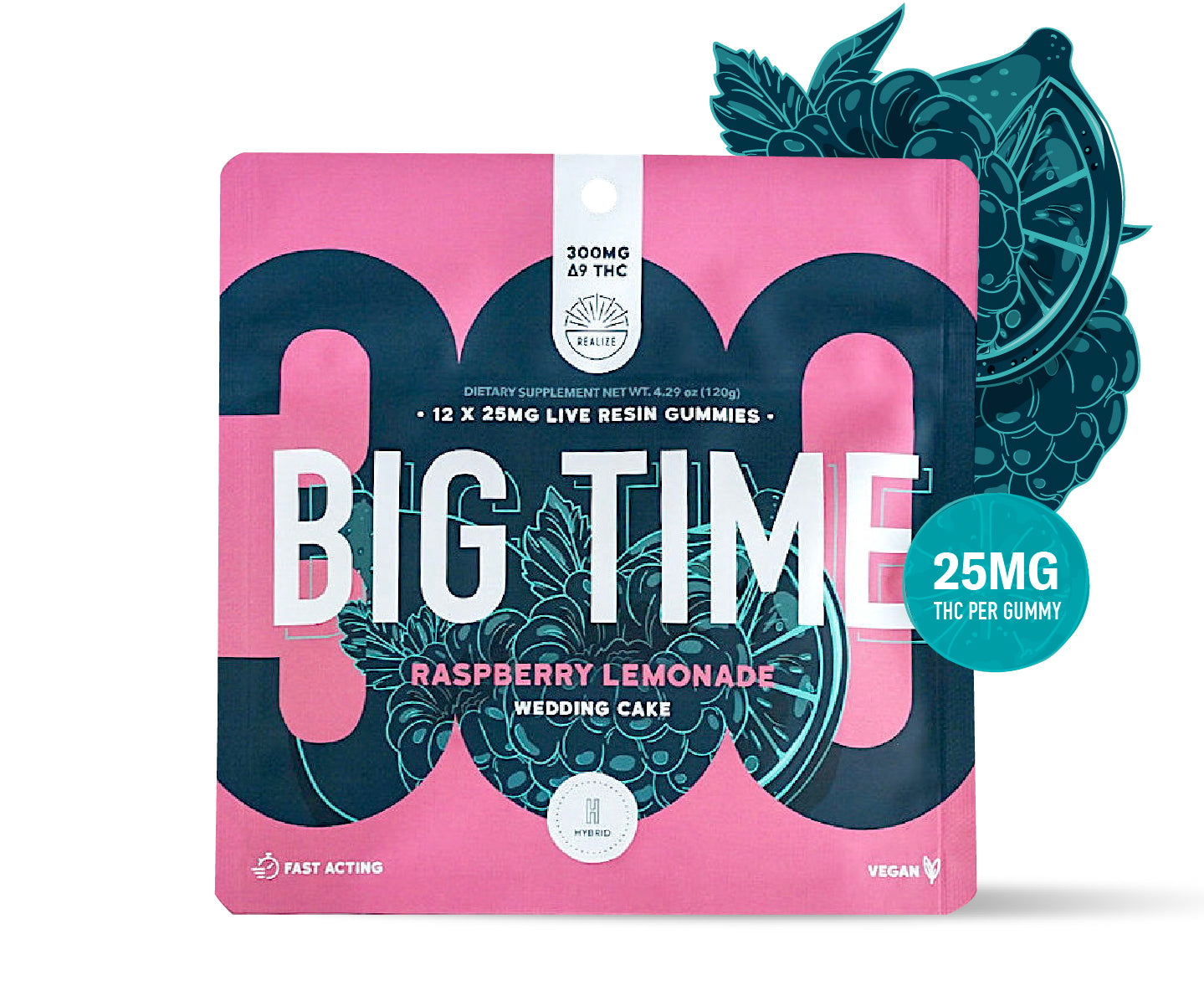 Realize BIG TIME Gummies, Raspberry Lemonade - Wedding Cake