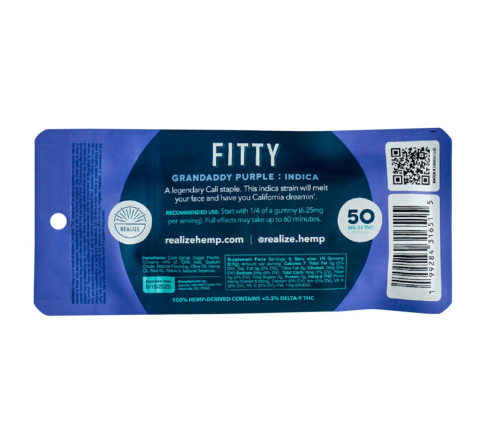 Realize FITTY Gummies, Blueberry - Grandaddy Purple