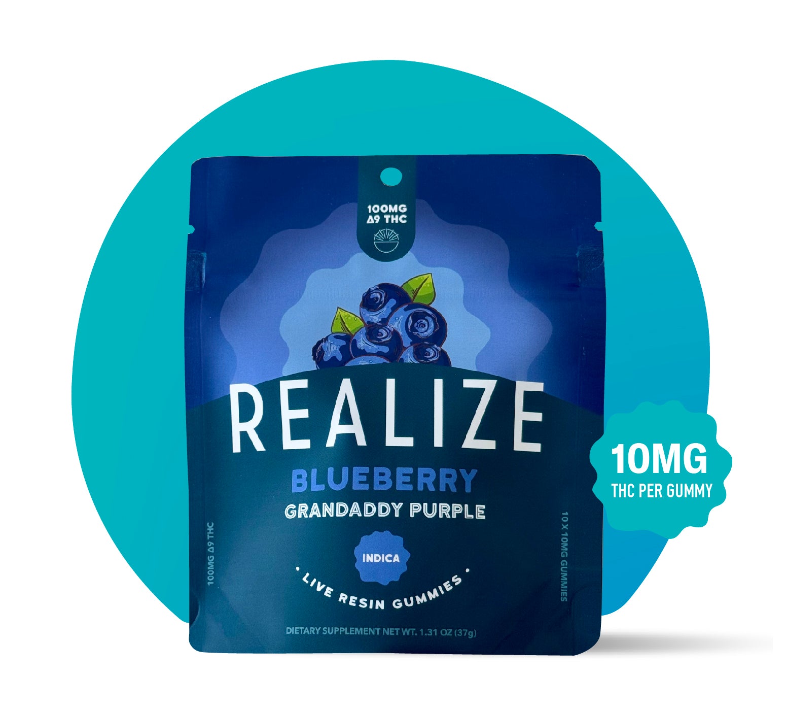 Realize Live Resin Gummies, Blueberry - Grandaddy Purple
