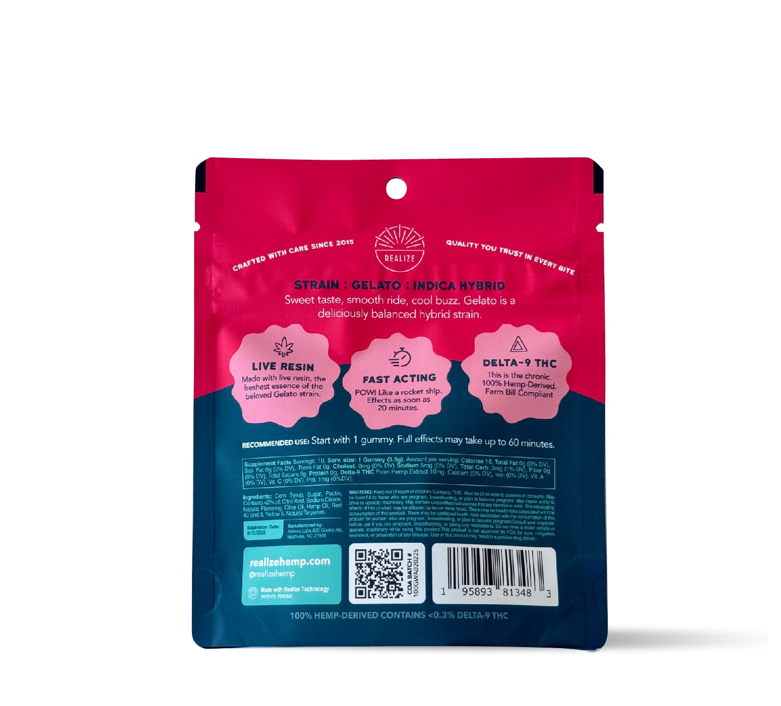 Wholesale - Realize Live Resin Gummies, Watermelon - Gelato