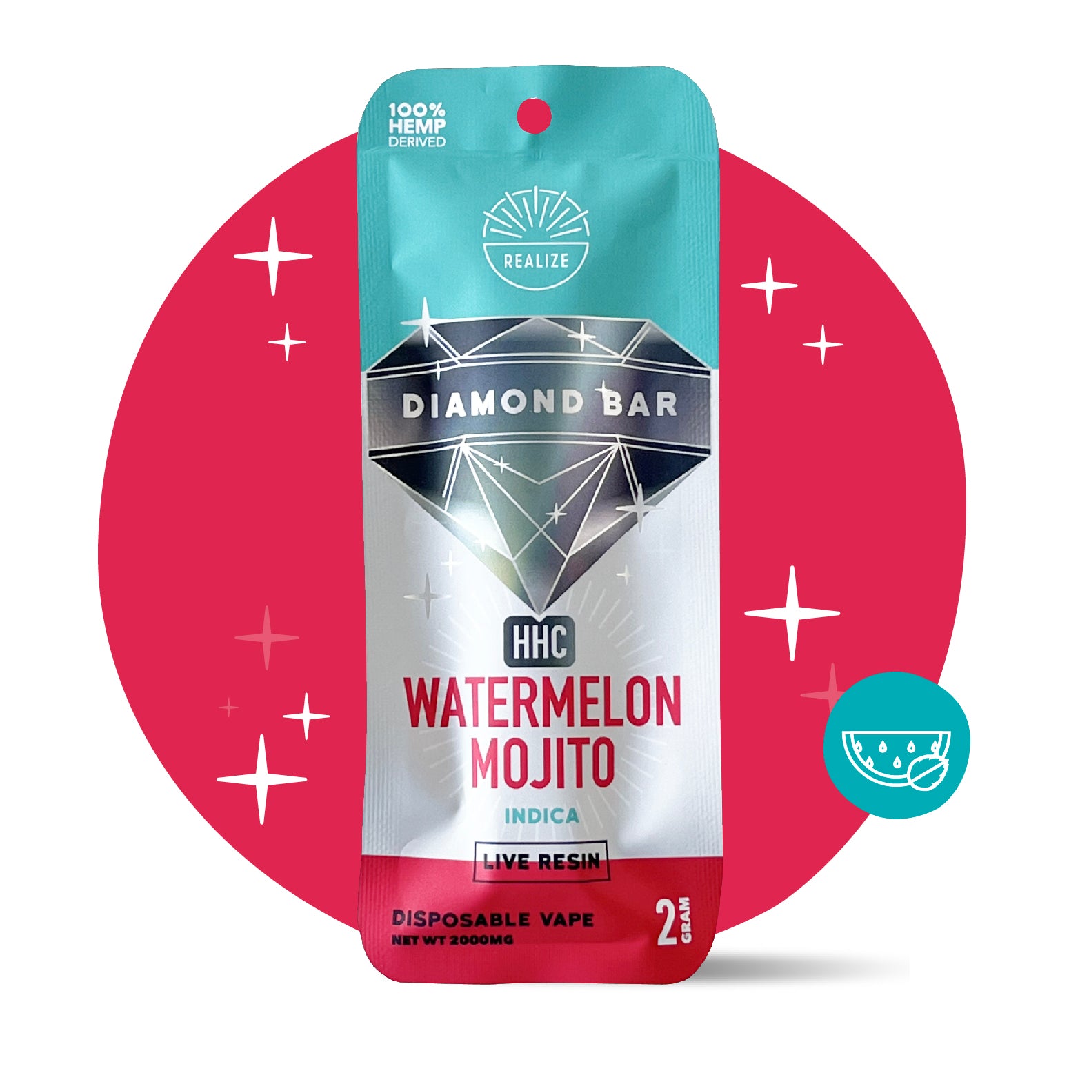 Realize HHC Diamond Bar, Watermelon Mojito - Disposable Vape