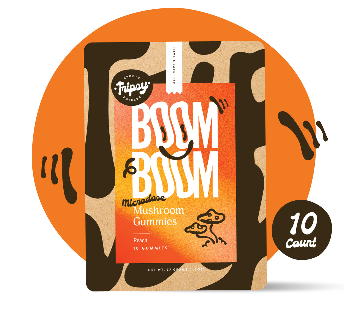Tripsy BOOM BOOM 10ct. Microdose Mushroom Gummies, Peach – Realize