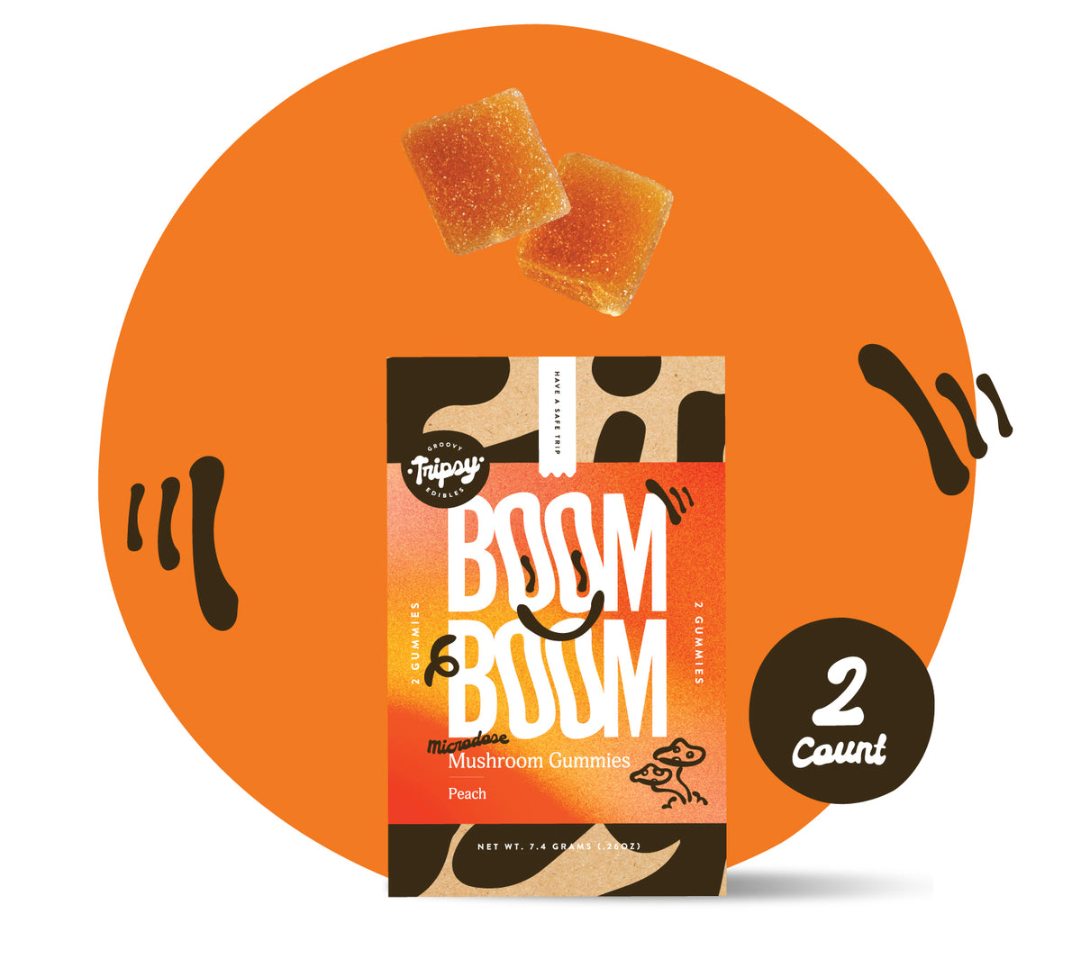 Tripsy BOOM BOOM 2ct. Microdose Mushroom Gummies, Peach – Realize