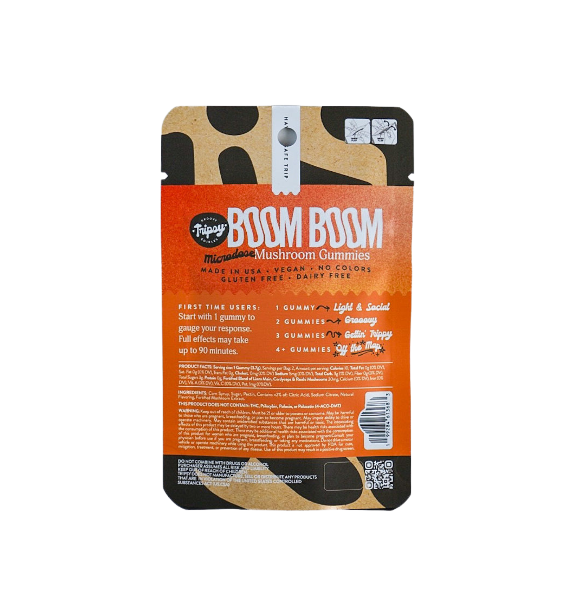 Tripsy BOOM BOOM 2ct. Microdose Mushroom Gummies, Peach