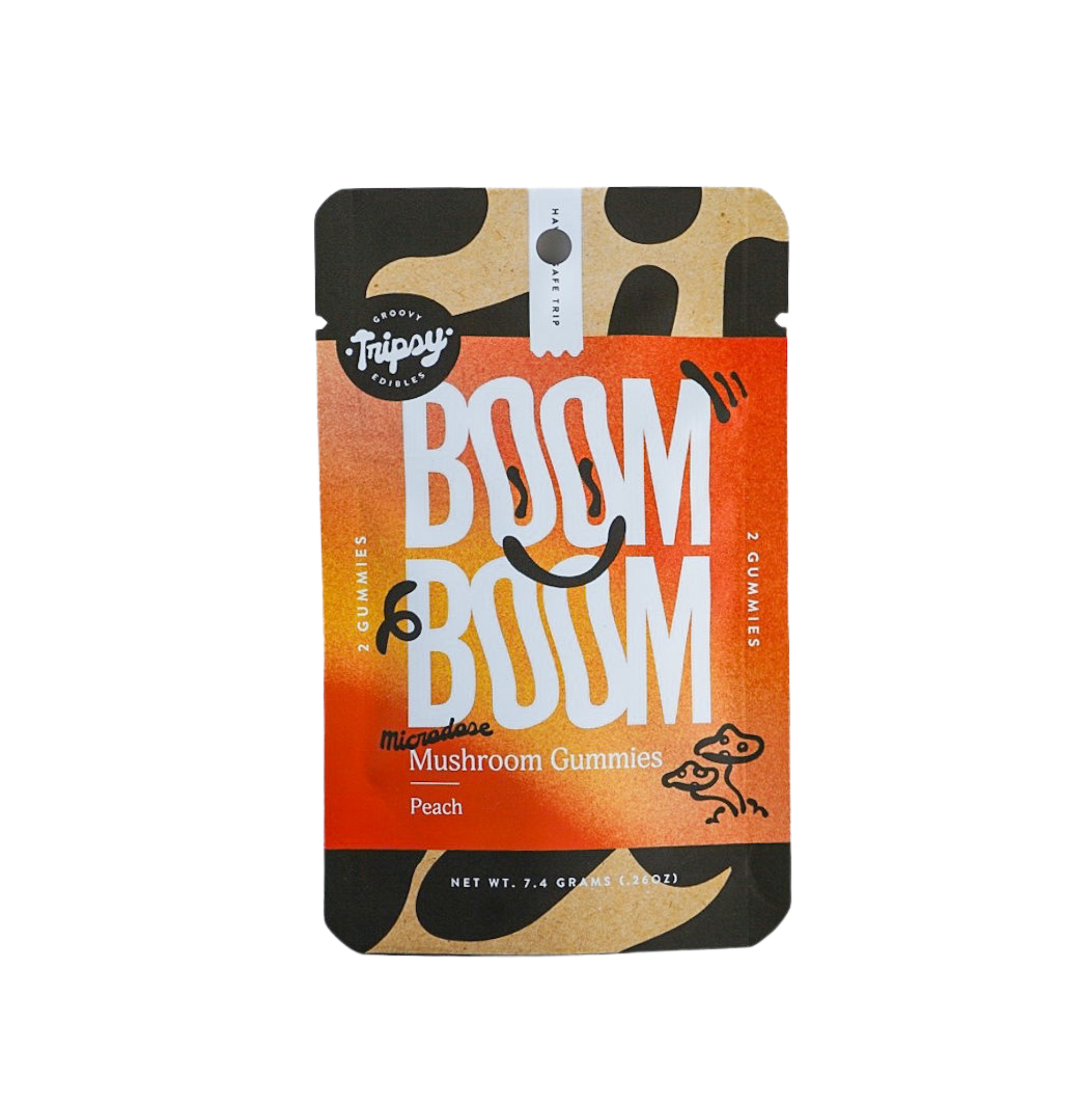 Tripsy BOOM BOOM 2ct. Microdose Mushroom Gummies, Peach