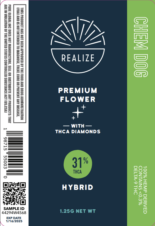 Wholesale - Realize Premium Pre-Roll with THCA,  Chemdog - 1.25g