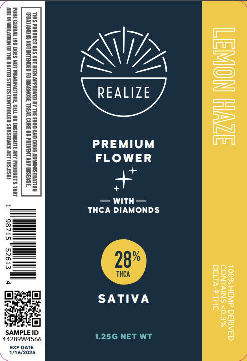 Wholesale - Realize Premium Pre-Roll with THCA, Lemon Haze - 1.25g