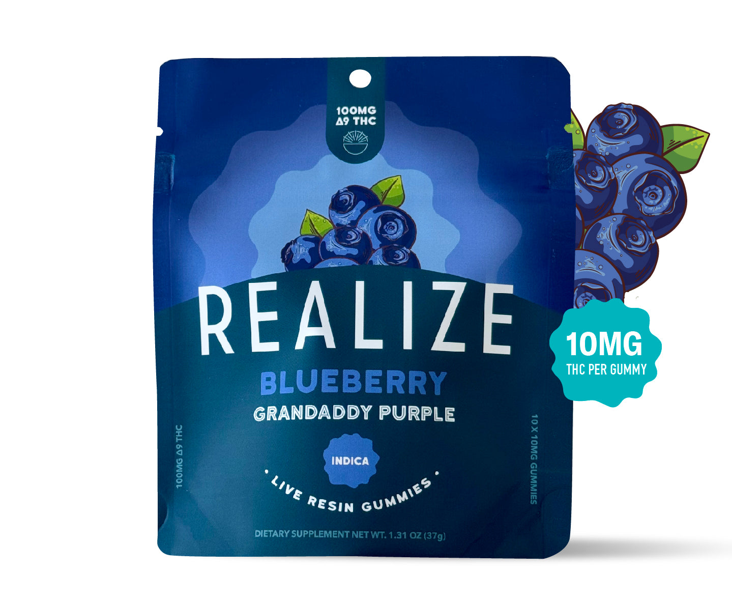 Realize Live Resin Gummies, Blueberry - Grandaddy Purple