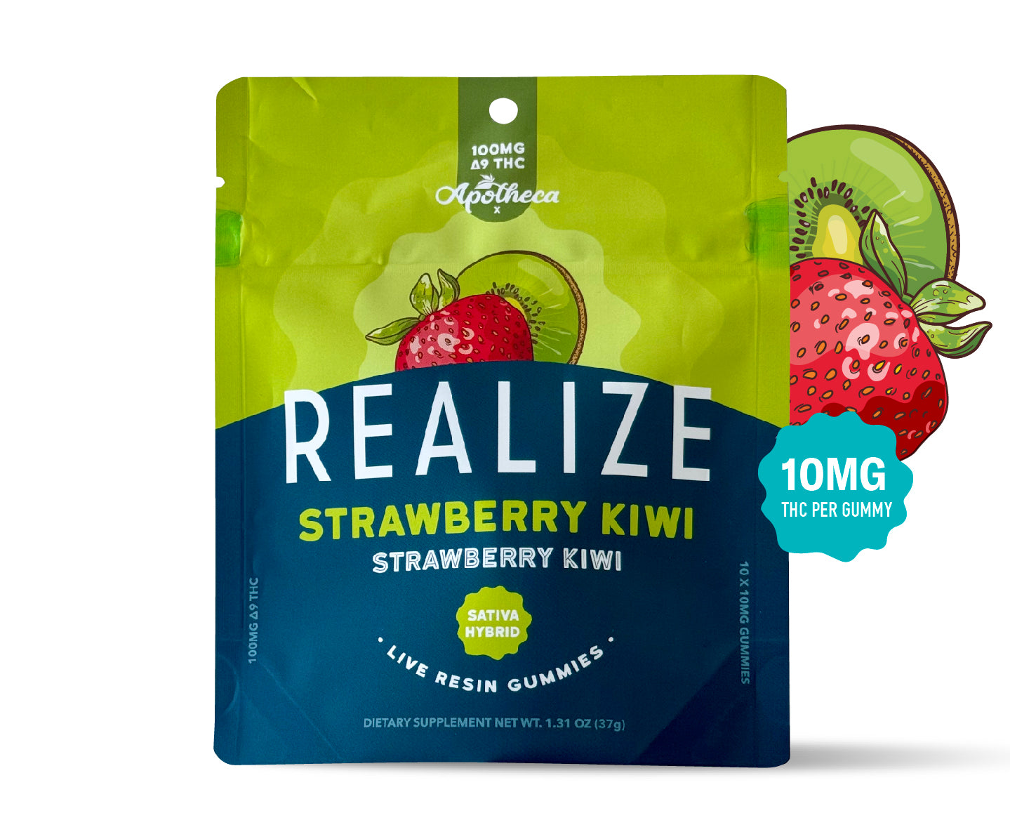 Realize x Apotheca Live Resin Gummies, Strawberry Kiwi - Strawberry Kiwi
