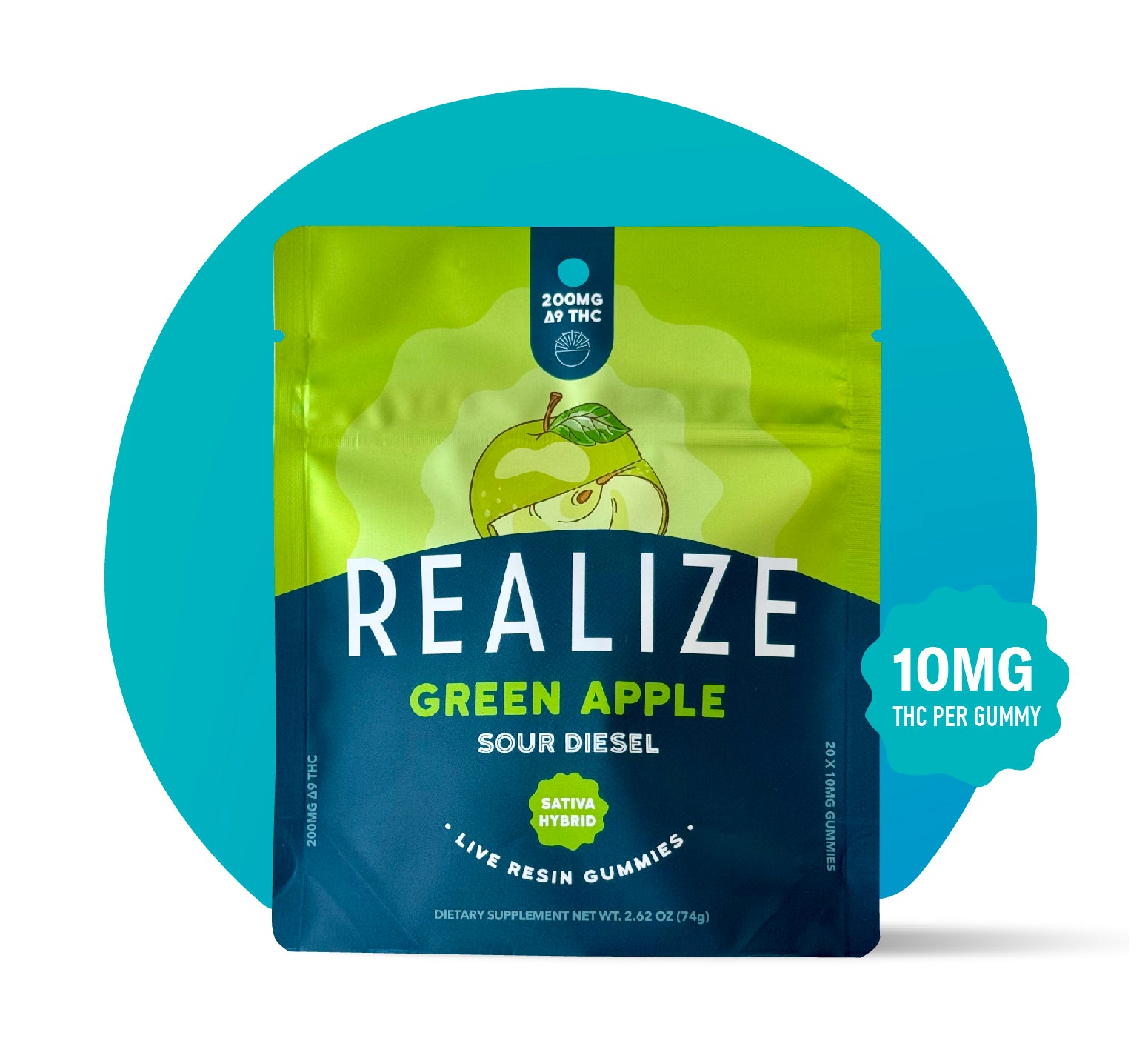 Wholesale - Realize Live Resin Gummies, Green Apple - Sour Diesel
