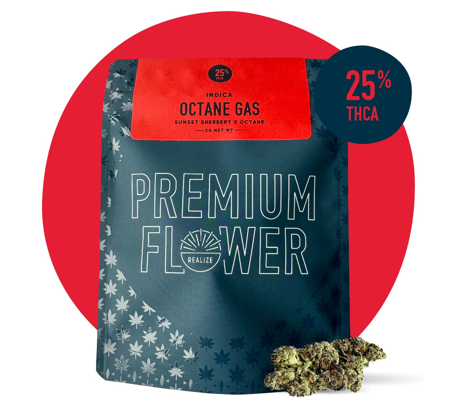 Realize Premium Flower 5 Gram Pouch, Octane Gas (Indica)