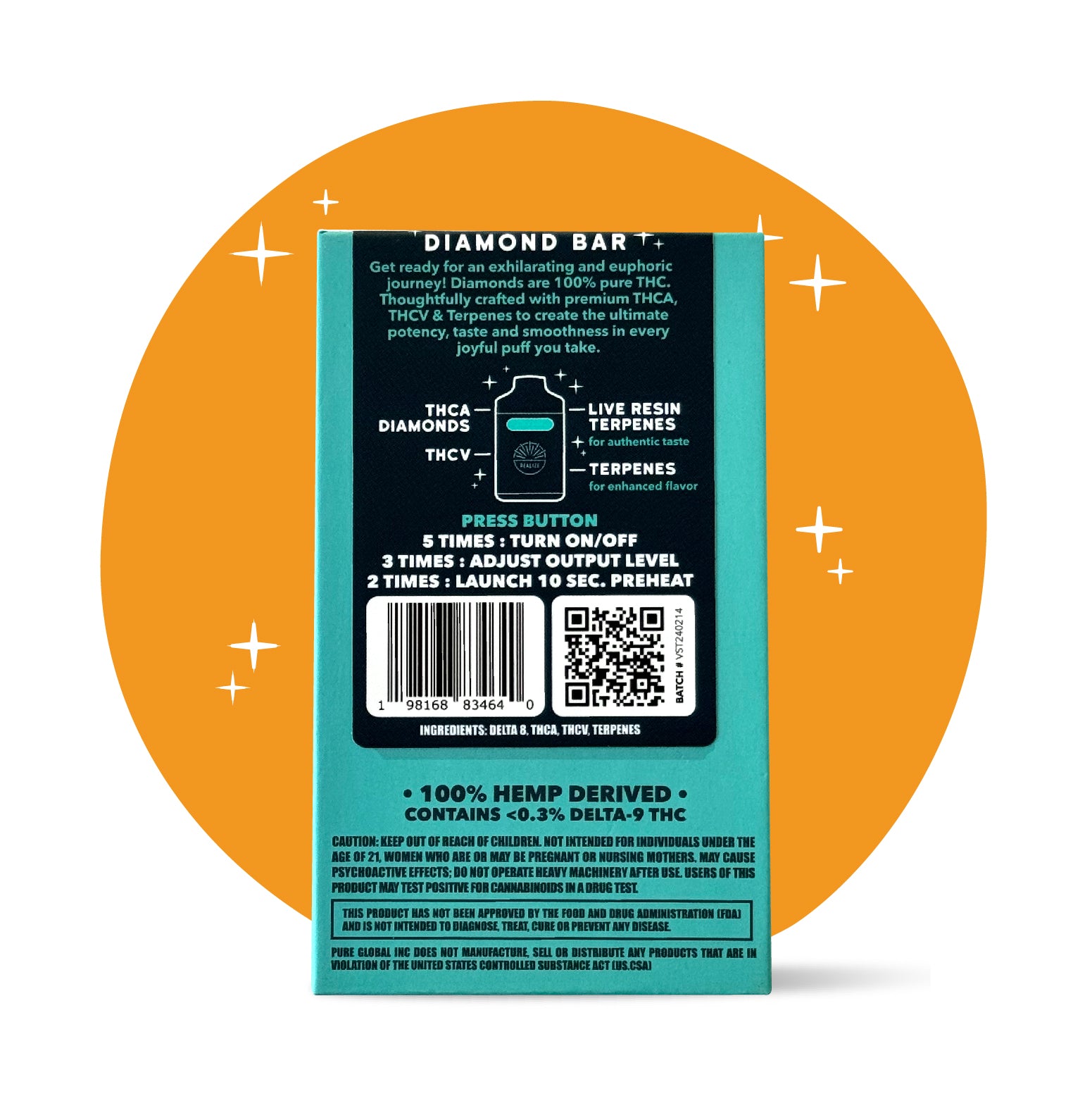 Sour Tangie Diamond Bar THCA Disposable - Realize Sour Tangie Diamond Bar THCA Disposable - Realize